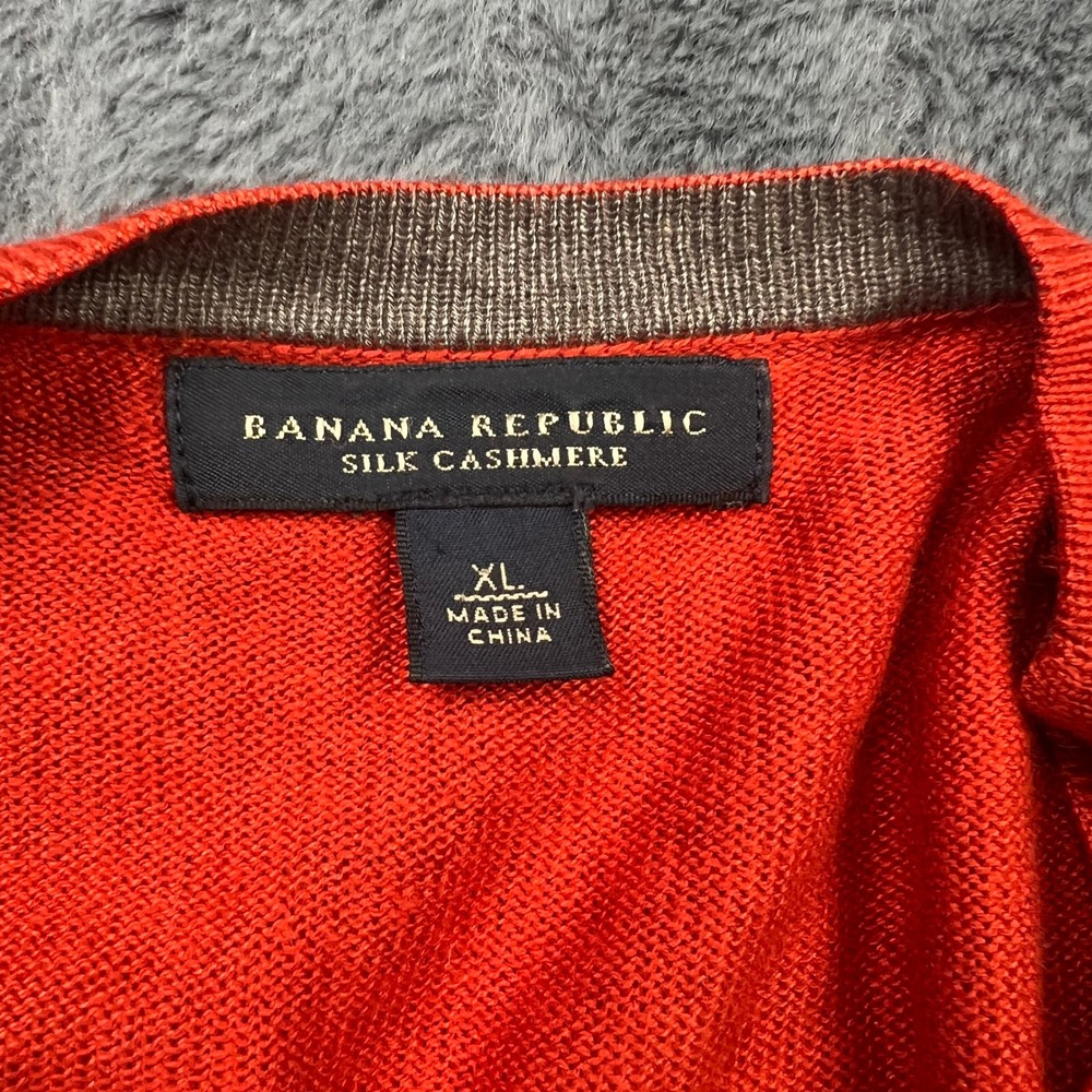 Banana Republic Silk Cashmere Sweater Orange Crew Neck XL 12232 - Picture 5 of 7